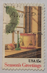 U.S. Postage ~ Season’s Greetings/Wreath & Toys ~ 15¢ Used/Posted ~ c.1980 ~ I70