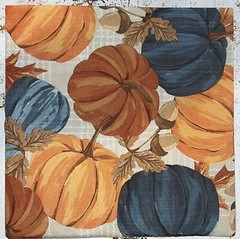 TWO Individual Cocktail Napkins For Decoupage Fall Pumpkins Blue and Orange