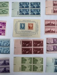13 Mint US Commemorative Plate Blocks and CIPEX Souvenir Sheet 1946-1949