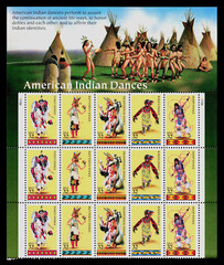 US Scott #3076a, 32¢ American Indian Dances, Pane of 20 – MINT