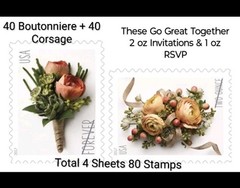 80 FOREVER STAMPS Wedding Invitations RSVP Celebration Boutonniere & Corsage