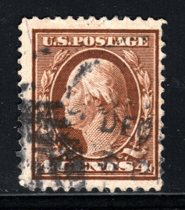 U.S. Stamp – (circa 1910-11) 4¢ George Washington (perf 12 – S/L wmk) SC# 377