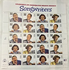 US Postage stamps Legends Of American Music 32c 4 Songwriters 20 stamps MNH