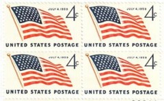 FLAG–49 STAR–Block of 4 Collectible Unused 1959 Stamps–FREE SHIPPING