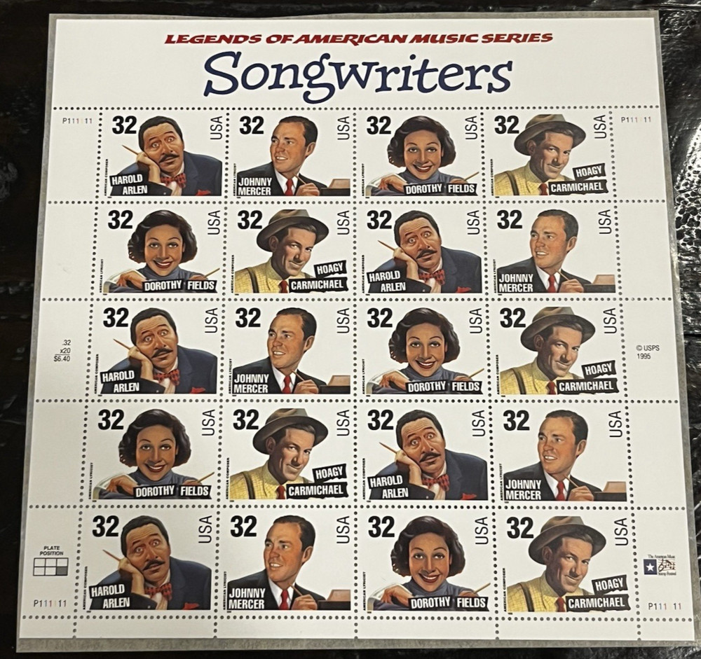 US 1996 SC 3100-3103 29c American Music Series Songwriters Sheet of 20 MNH