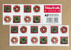 Pane of 20 Holiday Wreaths Stamp Christmas Holidays Collection Scott #5424-27