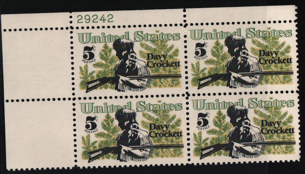 1967 5c Davy Crockett Block of Four Scott #1330 ST249