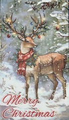 TWO Individual paper dinner Decoupage napkins 2ply Reindeer Christmas Tree/snow