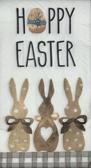 Three Paper Dinner Decoupage Craft Napkins Happy Easter Brown Bunny Trio/Rabbits