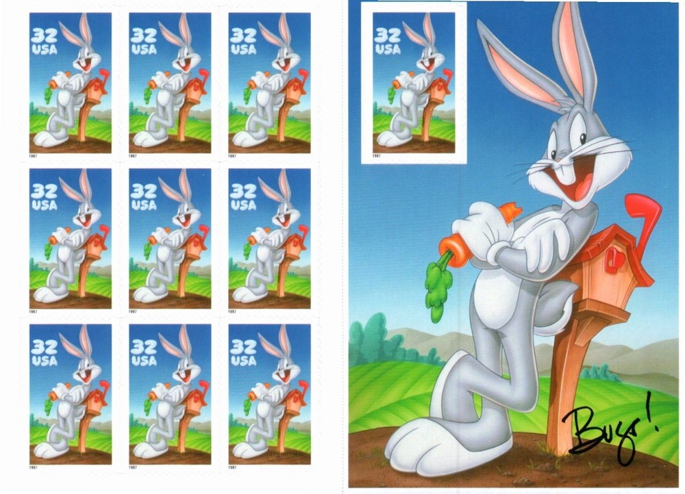Scott#: 3137 – Bugs Bunny 10×32¢ 1997 Avery self-adhesive pane of 10 – Lot 6