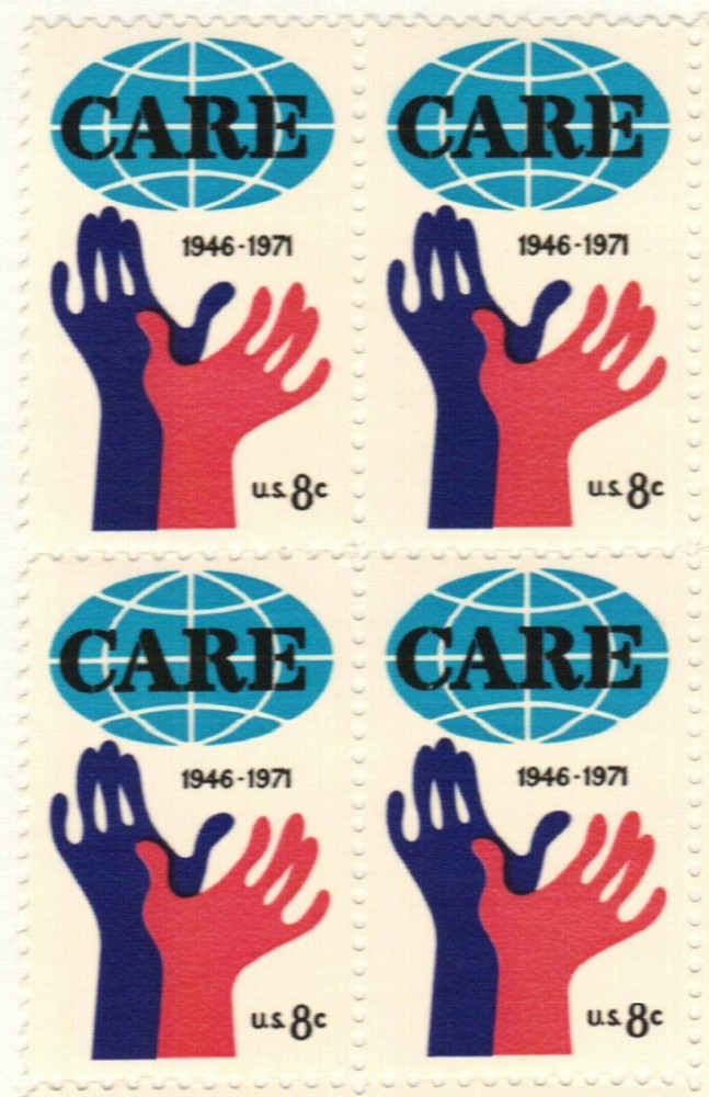 CARE–Block of 4 Collectible Unused 1972 Stamps–FREE SHIPPING