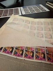 Three Sheets of Stamps- Elvis Coaches Bear US Stamps USA
