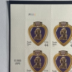 Sheet of (20) 2009 Purple Heart Stamps, $8.80 FV, Scott #4384, MNH
