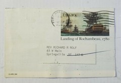 USPS Postcard 10 Cent ~ Landing of Rochambeau 1780 – Posted 1980