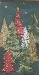 TWO Individual paper dinner Decoupage napkins Santa & Christmas Trees/ Presents