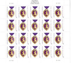 US SCOTT 4704 PANE OF 20 (2012) PURPLE HEART STAMPS FOREVER FACE MNH