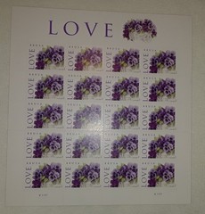 One (1) Pane of LOVE: PANSIES IN A BASKET 44¢ US Postage Stamps, USA Sc # 4450