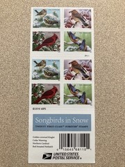 Book of 20 Forever Stamps – Songbirds in Snow