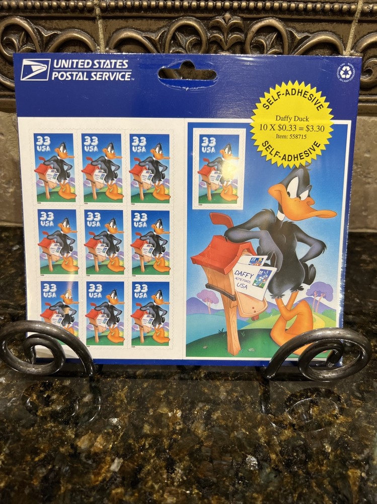 US POSTAGE STAMPS CELLOPHANE SHEET OF 10 «DAFFY DUCK» .33 CENT