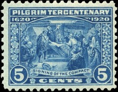 USAMint NH F-VF 5c Scott #550 1920 Signing of the Compact Stamp