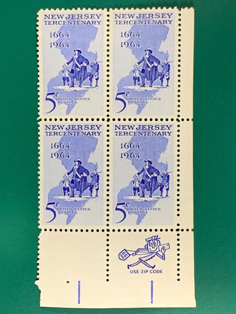 US Postage New Jersey Tercentenary 1964 5Cents Plate Block Stamps Unused [2]