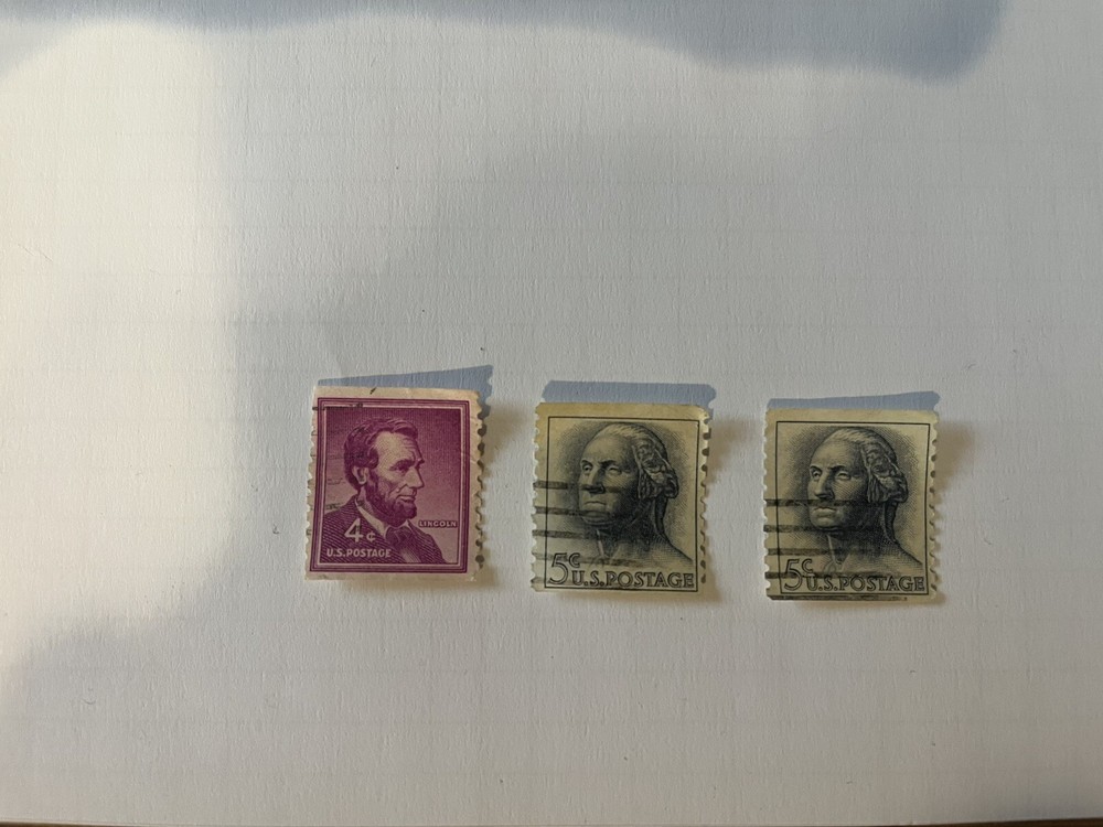 (1) – 4 Cent Lincoln (2) – 5 Cent Washington Stamps