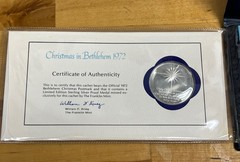 Franklin Mint Cover & Sterling Silver Coin Christmas In Bethlehem 1972