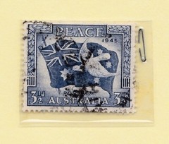 Australia Vintage Postage Stamp 1945 Peace 3 1/2d
