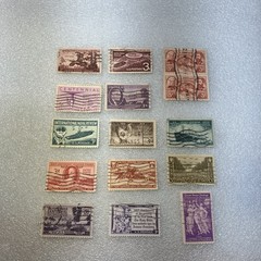 15 USED/Cancelled Commemorative 3c 1941-1955 US Stamps. Varied Lot. $1 Ships.