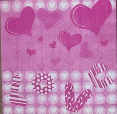 TWO Individual Paper Luncheon Decoupage Napkins VALENTINE Pink Heart /LOVE 6.5”