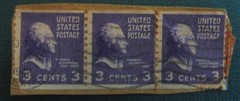 Vintage US stamps 3 cent Thomas Jefferson 1939 #842 Perforated Error