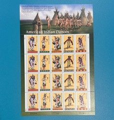 American Indian Dances 32¢ Three Sheets Of US Postage Stamps # 3072-3076