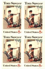 TOM SAWYER–Block of 4 Collectible Unused 1972 Stamps–FREE SHIPPING