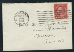 2 Cent Washington on envelope post-marked 1930