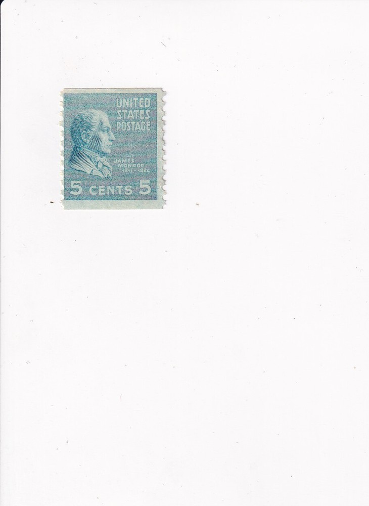 US Postage Stamp POSTMARK? PERFORATED VERTICALLY 5 CENTS JAMES MONROE