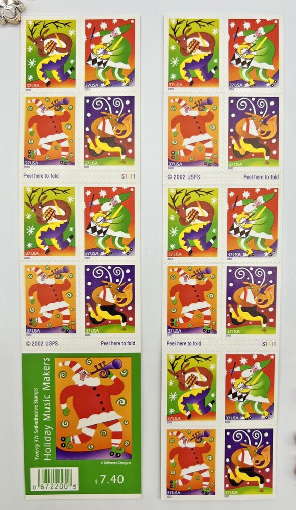 #3825-38287 Holiday MUSIC MAKERS 37¢ Christmas 7 Books x 20 = 140 Stamps FV51.80