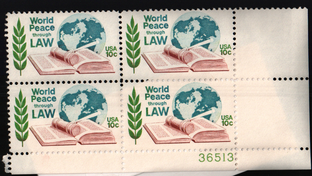 1975 10c World Peace through Law Block of Four Scott #1576 ST154