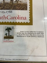 1988 South Carolina Statehood Bicentennial Stamp Framed Print USPS 25c Palm Tree