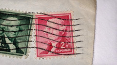1c used George Washington & 2c Thomas Jefferson Stamp together