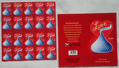 ONE (1) sheet x 20 Of LOVE Hershey’s KISSES 39¢ US Postage Stamps. USA # 4122a