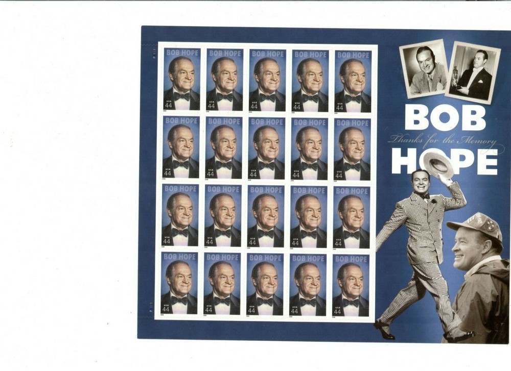 One Sheet x 20 Stamps of «G.I» BOB HOPE 44¢ US PS Postage Stamps. Scott # 4406