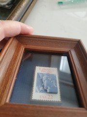 Liberty Stamp Postage Art handcut for 3D effect framed and ready to hang
