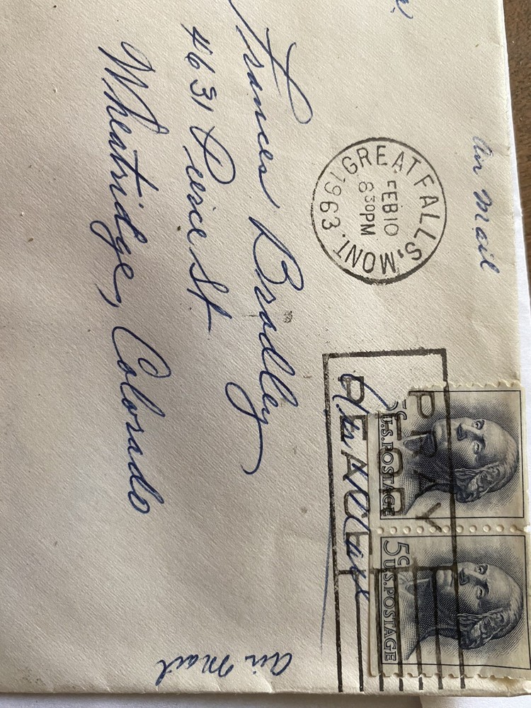 1962 George Washington 5 Cent USPS Stamp Dated 1963 Great falls Montana