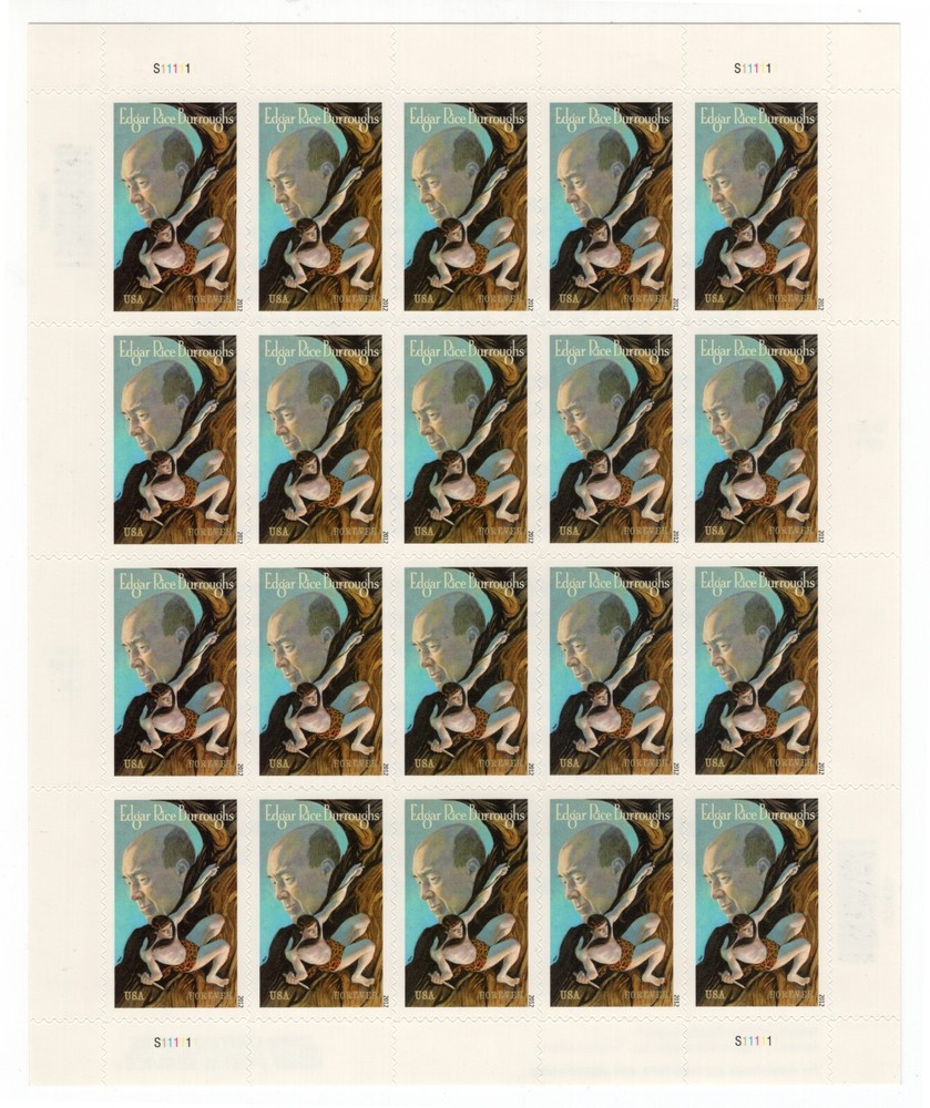 US 2012 SC 4702 Edgar Rice Burroughs, Author of Tarzan – Sheet of 20 MNH