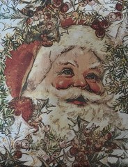 Two Paper Lunch Napkins Decoupage Art Craft Christmas Santa Vintage 6.5”