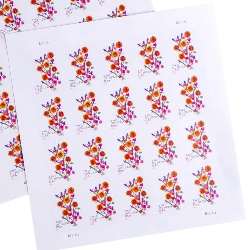 USPS Sunflower Bouquet Two Ounce Forever Stamps – Sheet of 20 Postage Stamps