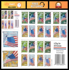 Book of 20 Forever Stamps – Seasonal Flag Design Postage for All Occasions