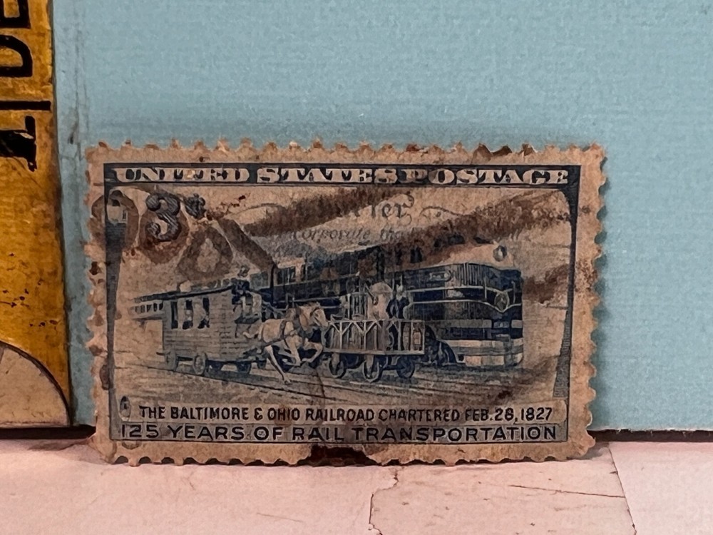 1952 USA Postage 125 Years Railroad Transportation Balitmore & Ohio Stamp.