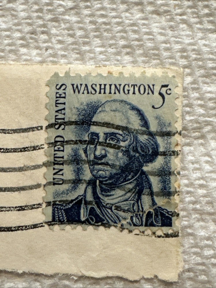 Vintage George Washington Blue 5 Cent Stamp (21)