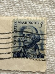 Vintage George Washington Blue 5 Cent Stamp (21)